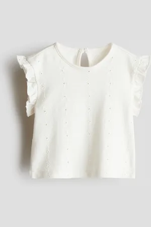 H&M Top met broderie anglaise
