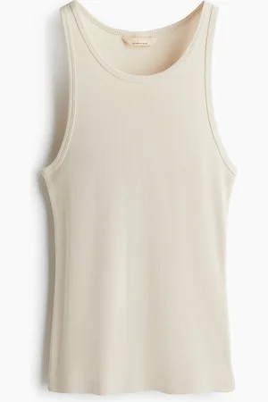 H&M Geribde tanktop van zijdemix