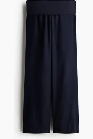 H&M Broek van linnenmix met omslagboord in de taille