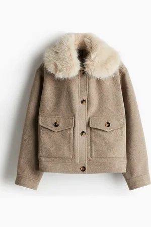 H&M Jas van keper met fluffy kraag