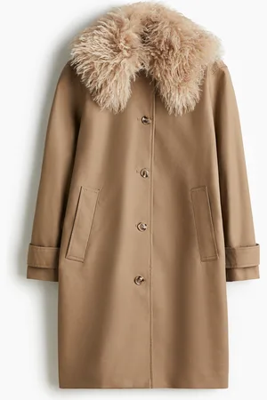 H&M Mantel van keper met fluffy kraag
