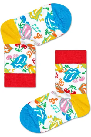 Happy Socks Beige Kids Rolling Stones Tumbling Dice Crew Sock