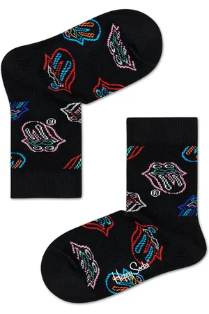 Happy Socks Black Kids Rolling Stones Midnight Ramble Crew Sock