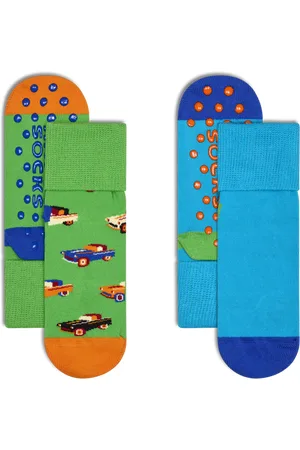 Happy Socks Kids Green 2-Pack Car Anti-Slip Socks