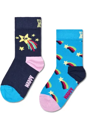 Happy Socks Kids Navy 2-Pack Shining Star Crew Socks