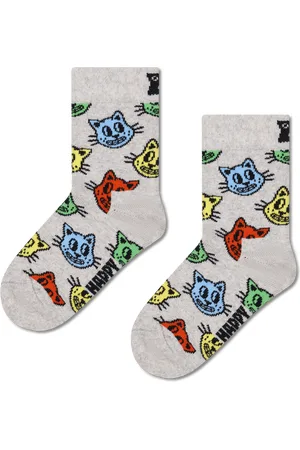Happy Socks Kids Grey Cat Crew Sock