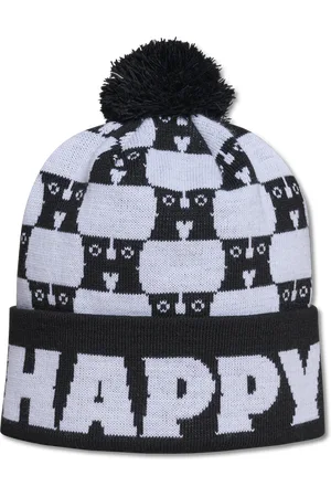 Happy Socks White and Black Mountain Beanie Pom Pom