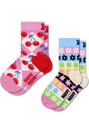 Happy Socks Kids Pink 2-Pack Cherry Crew Socks