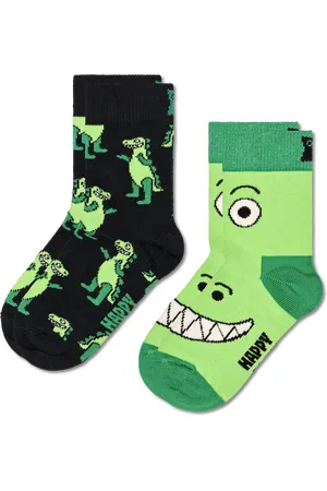 Happy Socks Fun Dino Socks for Kids | 2-Pack Crew Socks