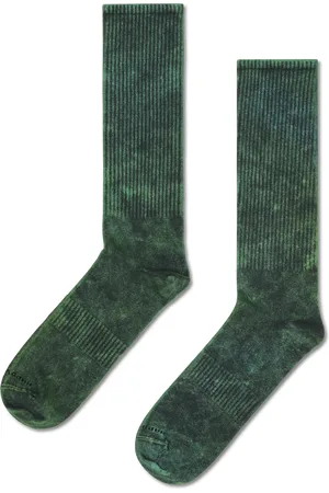 Happy Socks Green Acid Wash Sneaker Crew Sock