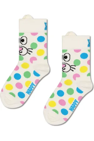 Happy Socks Kids White Dotted Bunny Crew Sock