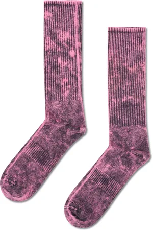 Happy Socks Pink Acid Wash Sneaker Crew Sock