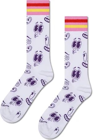 Happy Socks White Mary Jane Sneaker Crew Sock