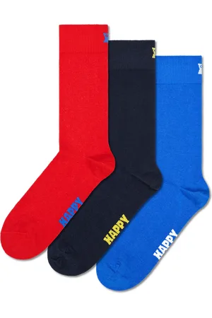 Happy Socks 3-Pack Solid Crew Socks | Colorful Plain Socks Pack
