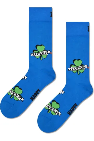 Happy Socks Blue Three-Leaf Luck Crew Sock