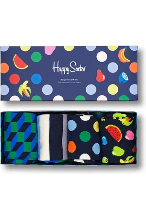Happy Socks Navy Sokken Cadeauset 4st |