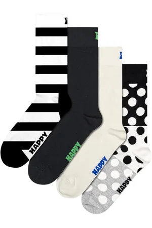 Happy Socks 4-Pack Black and White Mix Socks