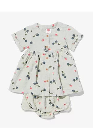 HEMA Baby Outfit sets - Baby Kledingset Jurk En Broekje Mousseline Bramen