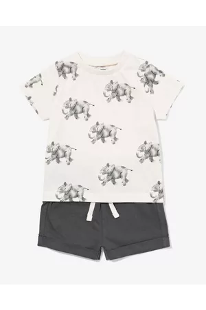 HEMA Baby Outfit sets - Baby Kledingset Shirt En Short Katoen Olifant