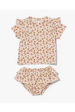 HEMA Baby Broeken - Newborn Kledingset Shirt En Broekrok Katoen Bloemen