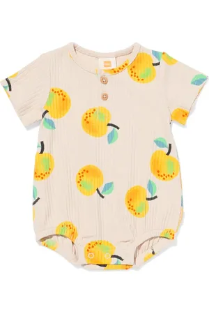 HEMA Newborn Body Rib Katoen Met Stretch Citroenen