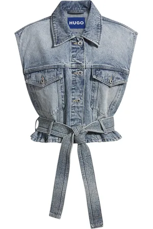 HUGO BOSS Mouwloos denimjack met gestikte riem
