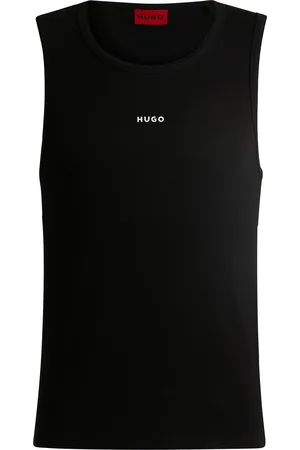 HUGO BOSS Geribde tanktop van stretchkatoen met logoprint