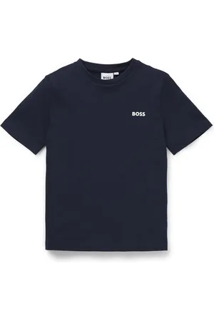 HUGO BOSS Regular-fit katoenen T-shirt met logoprint voor kinderen