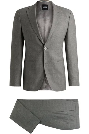 HUGO BOSS Slim-fit pak van stretchwol met microdessin