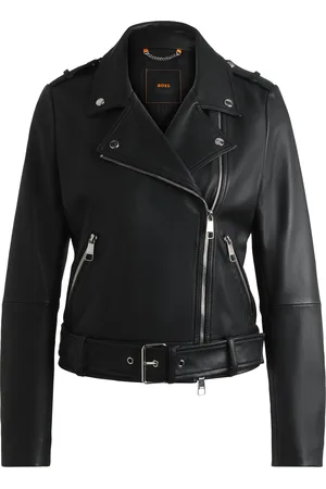 HUGO BOSS Regular-fit jack van nappaleer met gespriem