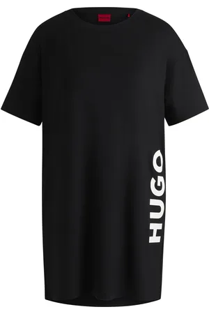 HUGO BOSS Relaxed-fit nachtjapon van stretchjersey met logoprint
