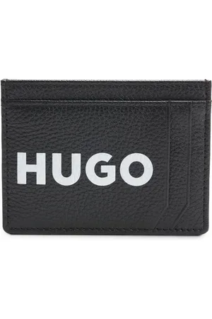HUGO BOSS Pasjeshouder van generfd leer met contrastlogo