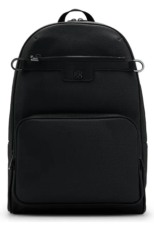HUGO BOSS Rugtas van generfd imitatieleer met tweedelig logodetail