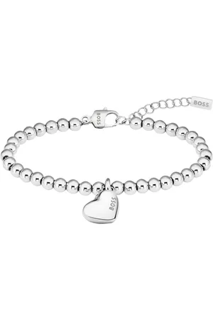 HUGO BOSS Zilverkleurige kralenarmband met hartbedeltje