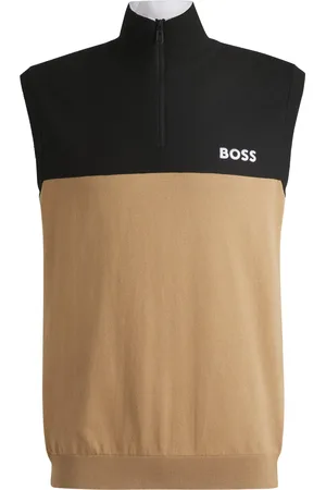 HUGO BOSS Sportieve mouwloze trui van stretchmateriaal met logo-artwork