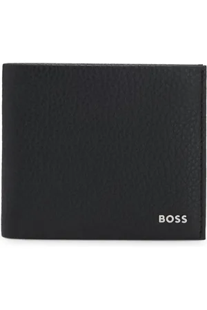 HUGO BOSS Bifold-portemonnee van generfd leer met gepolijste logoletters
