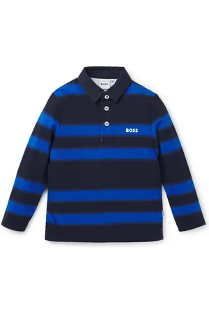 HUGO BOSS Poloshirt met lange mouwen, strepen en logo voor kinderen