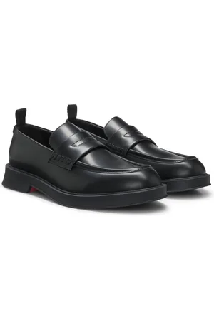 HUGO BOSS Loafers van geborsteld leer met gewatteerde band