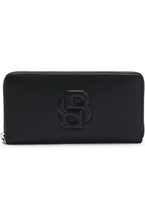 HUGO BOSS Generfde portemonnee met rits rondom en gewatteerd Double B-monogram