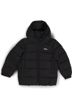 HUGO BOSS Gewatteerde kinderjas met capuchon en logodetails
