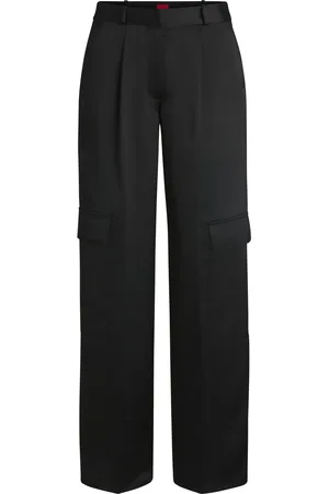 HUGO BOSS Relaxed-fit cargobroek van satijn