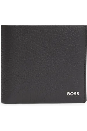 HUGO BOSS Portemonnee van generfd leer met logoletters