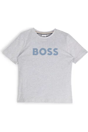 HUGO BOSS Regular-fit katoenen T-shirt met logoprint voor kinderen