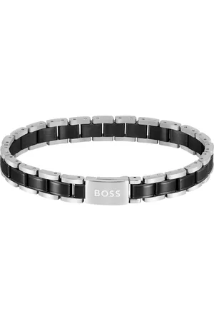HUGO BOSS Armband van zwartgecoat en staal