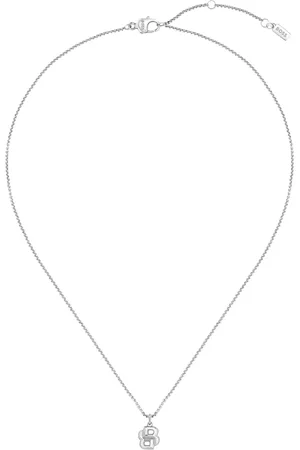 HUGO BOSS Zilverkleurige halsketting met hanger met Double B monogram