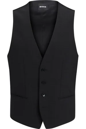 HUGO BOSS Slim-fit gilet van scheerwol met stretch