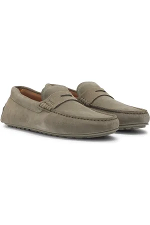 HUGO BOSS In Portugal vervaardigde loafers in mocassinstijl van suède met uitsparing