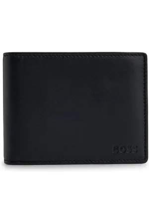 HUGO BOSS Trifold-portemonnee van leer met reliëflogo en muntvakje