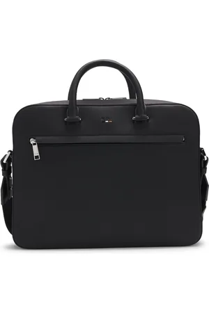 HUGO BOSS Aktetas van generfd imitatieleer met kenmerkende details