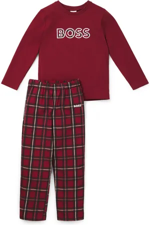 HUGO BOSS Kinderpyjama van katoen met logo en ruitdessin
